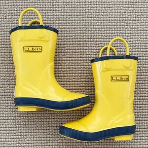 L.L. Bean Yellow and Navy Kids rain boots